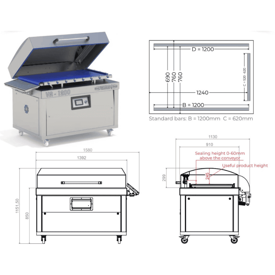 Напольная вакуумная машины Frimaq VA 1200 DA