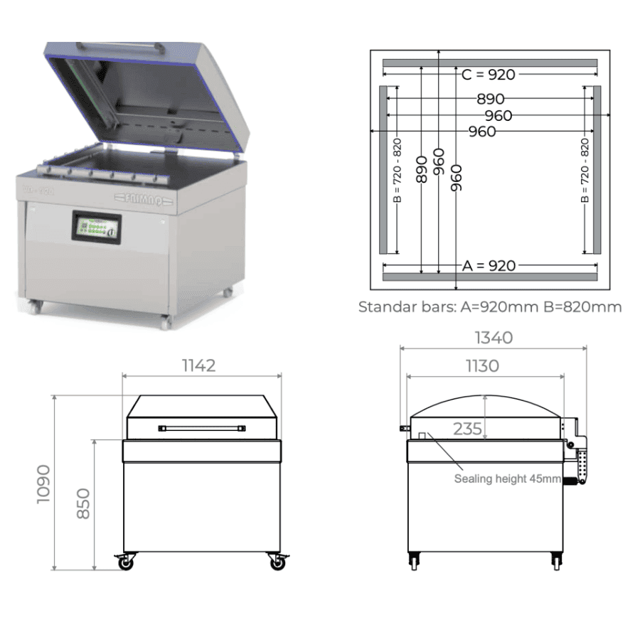 Однокамерная напольная вакуумная машина Frimaq VA920